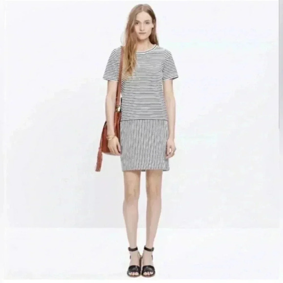 MADEWELL | GUC Navy & White Striped Dress with Pockets S - Picture 2 of 15